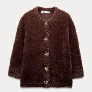 Zara Brown Fuzzy Sweater